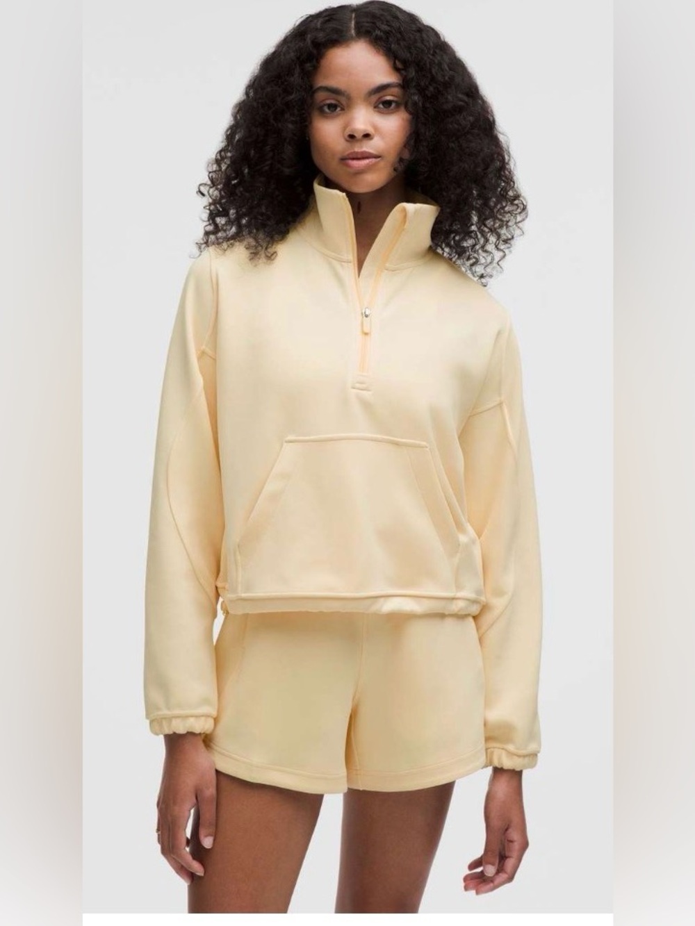 SET- Lululemon Softstreme Half Zip/High-Rise Straight Leg Pant Butter Cream